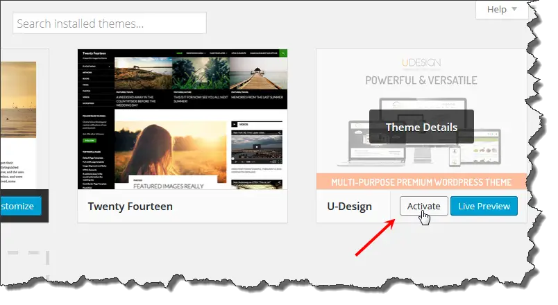 activate theme ftp method