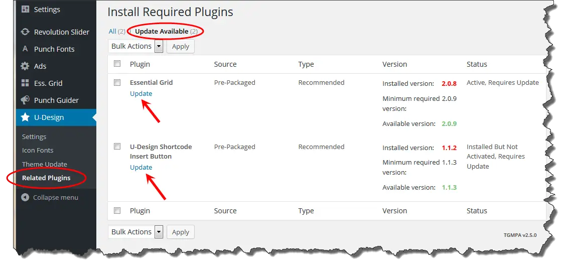 udpate plugins